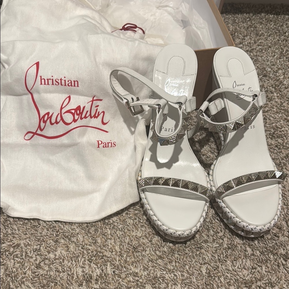 Christian Louboutin White Studded Sandals